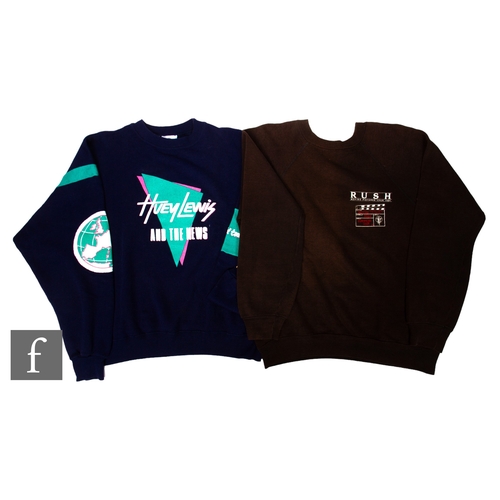 23 - Two 1980s crew tour jumpers, to include Huey Lewis & The New World Tour, from 1988-89, unsized, ... 