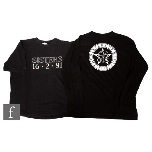 27 - Two 1980s/90s Sister Of Mercy Tour crew t-shirts, including a 1990 long sleeve example, size XL, and... 