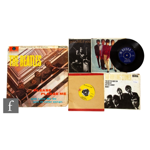 120 - The Beatles/The Rolling Stones - A Please, Please Me LP, PMC 1202, first pressing, black and gold la... 