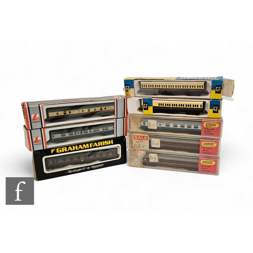 358 - Eight N gauge passenger coaches by Graham Farish, Hornby Minitrix and Lima, all boxed. (8)PLEASE VIE... 