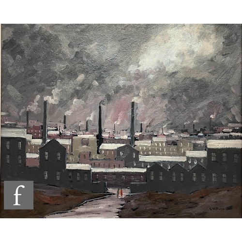 18 - GEOFFREY WOOLSEY BIRKS (1929-1993) - A Northern industrial landscape, oil on board, signed, framed, ... 