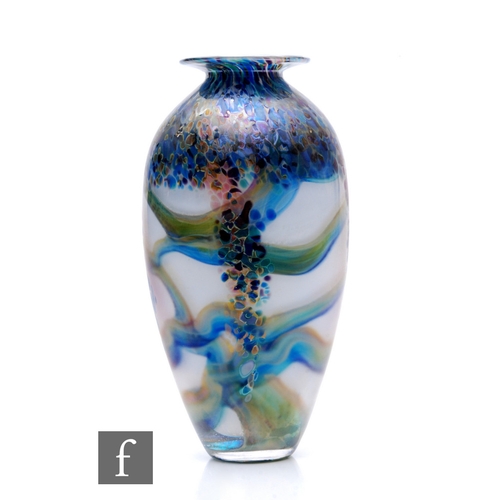 334 - A contemporary Jonathan Harris studio glass Grande Opal Monet Amphora vase of shouldered and tapered... 