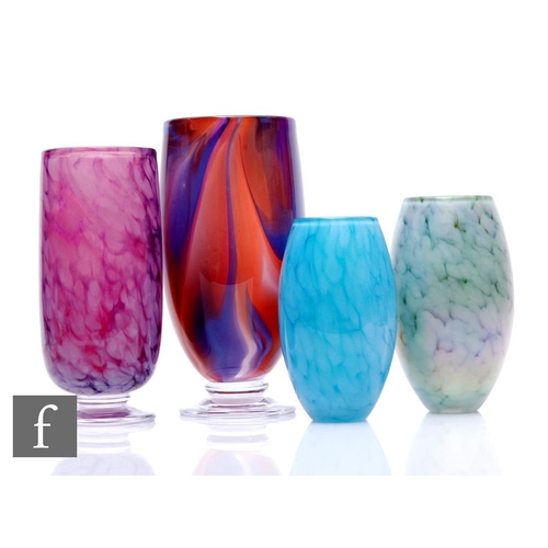 336 - A collection of contemporary Jonathan Harris studio glass, including a lilac and red streaked trial ... 