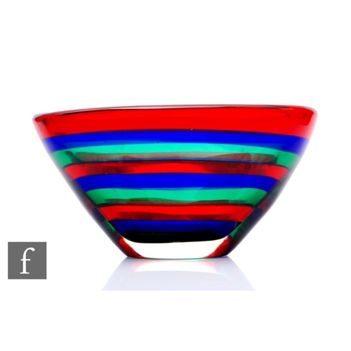 338 - A 20th Century Murano glass bowl in the style of Fulvio Bianconi for I.V.R Mazzega Fasce, of flared ... 