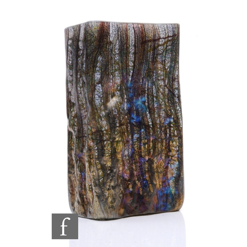 340 - A contemporary Isle of Wight studio glass New Forest vase, designed by Timothy Harris, of textured r... 