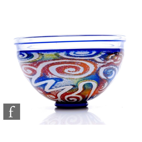 341 - A contemporary Timothy Harris for Isle of Wight glass Jazz Nuvo bowl, circular footed form with step... 