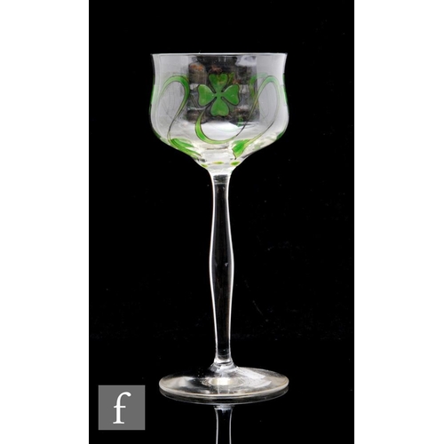 368 - An early 20th Century Theresienthal crystal drinking glass, the fluted ovoid bowl with everted rim, ... 