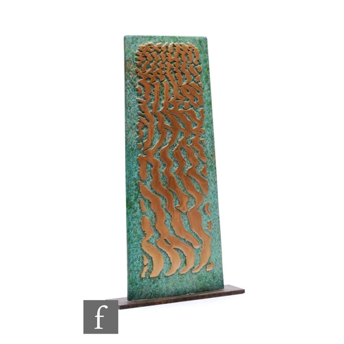 1134 - Philip Hearsey - 'On the Bar', a large contemporary bronze sculpture, the tapered rectangular body w... 