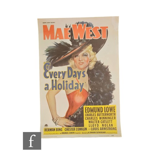 219 - A Mae West 'Every Day's A Holiday' movie poster, Portal Publications, dated 1938, 28.5 inches x 18 i... 