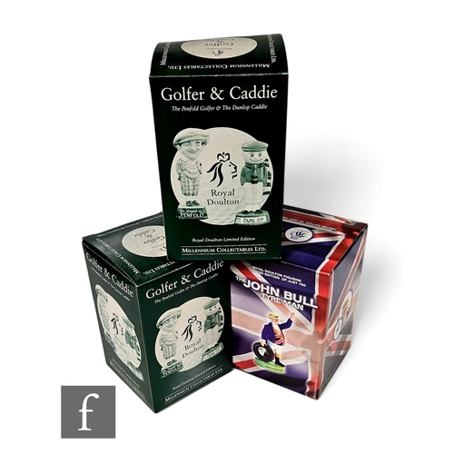 51 - Three Royal Doulton limited edition figures, Golfer & Caddie, including The Penfold Golfer MCL 1... 