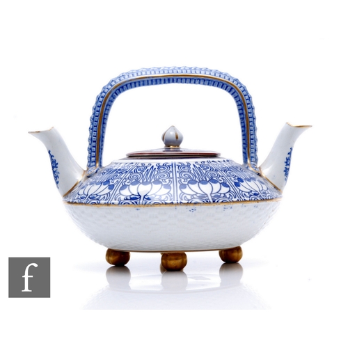 59 - A late 19th Century Royal Worcester Porcelain Aesthetic movement double spouted teapot circa 1880, s... 