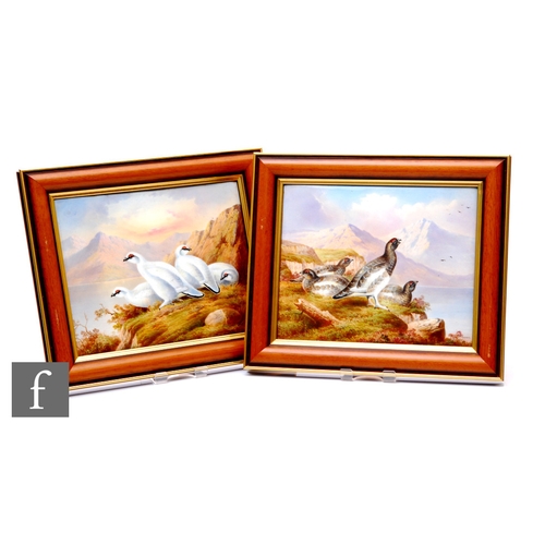 67 - A pair of 20th Century painted porcelain plaques by Donald Birbeck, Royal Worcester and Royal Crown ... 