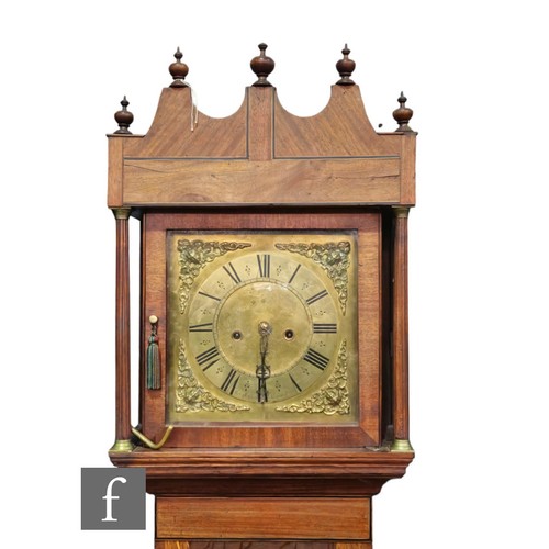 618 - An early 19th Century and associated cased inlaid oak and mahogany crossbanded long case clock by Th... 