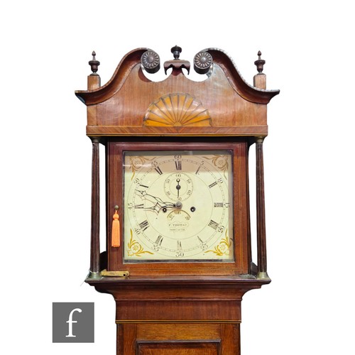 619 - A 19th Century oak and mahogany crossbanded longcase clock by F Thomas Worcester, eight day striking... 