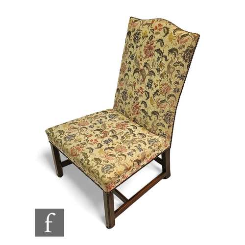 656 - A 19th Century mahogany framed standard chair upholstered in floral tapestry design on a cream groun... 