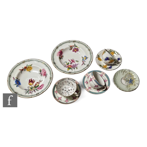 111 - An Aynsley Cup of Knowledge tea cup and saucer, floral printed exterior and internally decorated wit... 