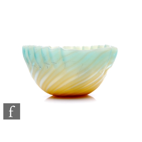 192 - A late 19th Century Stevens and Williams Verre De Soie glass bowl, shell form with crimped rim, grad... 