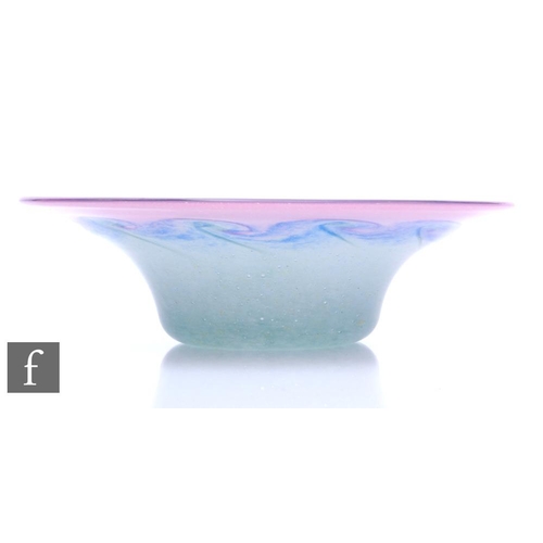 417 - A 20th Century Vasart large glass bowl, of circular section with large flared rim, decorated with pi... 