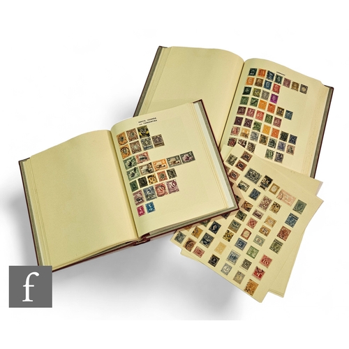 570 - Two albums of mounted world stamps, also various Commonwealth countries and loose sheets of mounted ... 