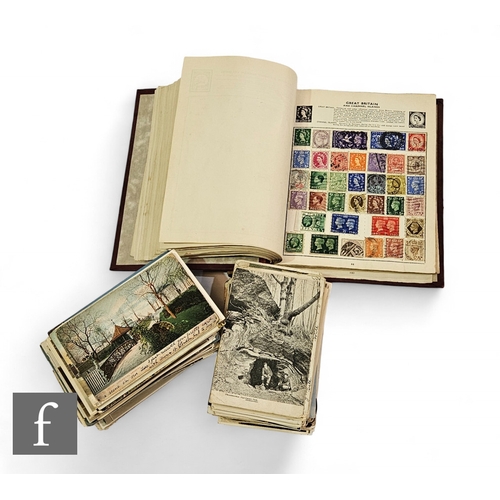 576 - A collection of loose Edwardian postcards with real photographic scenic views and comical cards and ... 