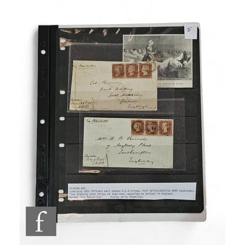 608 - Two Crimean War related letters each with penny red stamps for June/July 1855, sent officer's mail v... 