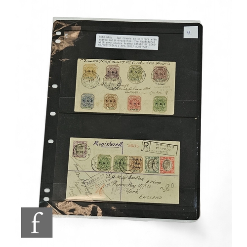 614 - Two Boar War related covers with scarce frankings, the registered cover with passed by censor Pretor... 