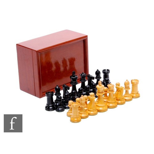 558 - A 1920s boxwood wooden chess set in slide mahogany case.PLEASE VIEW CONDITION REPORT