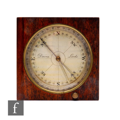 560 - A 19th Century mahogany cased table compass, the silvered dial inscribed Davis Leeds on brass ball f... 