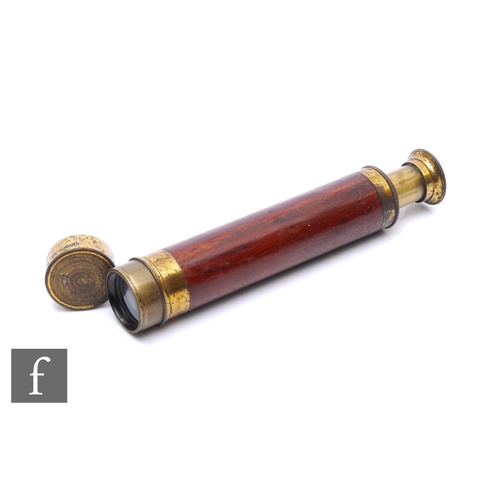 477 - A 19th Century mahogany cased brass four-drawer telescope, length 42cm when extended.PLEASE VIEW CON... 