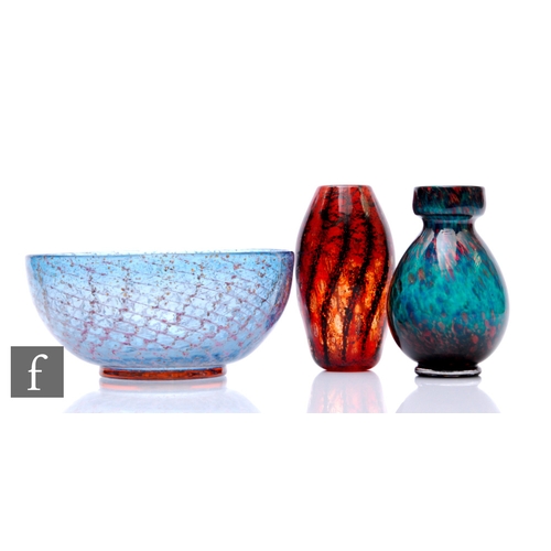 273 - A collection of Murano glass to include a blue glass bowl with coloured glass net pattern and aventu... 