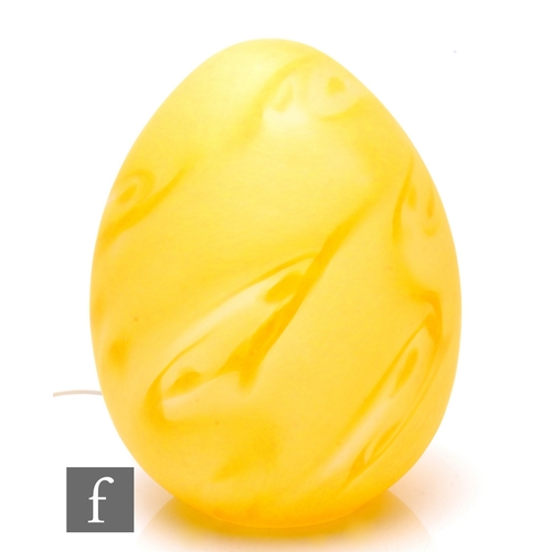 278 - A 20th Century French Vianne glass lamp by Serge Ligardes, egg form, yellow glass with dappled and s... 