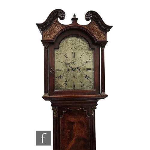 630 - An 18th Century Scottish mahogany longcase clock by James Scott Leith, the eight day movement striki... 