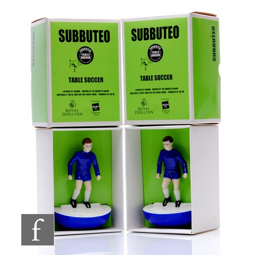 49 - Two Royal Doulton limited edition Subbuteo figures, both in blue glazed strip, height 14cm, boxed an... 