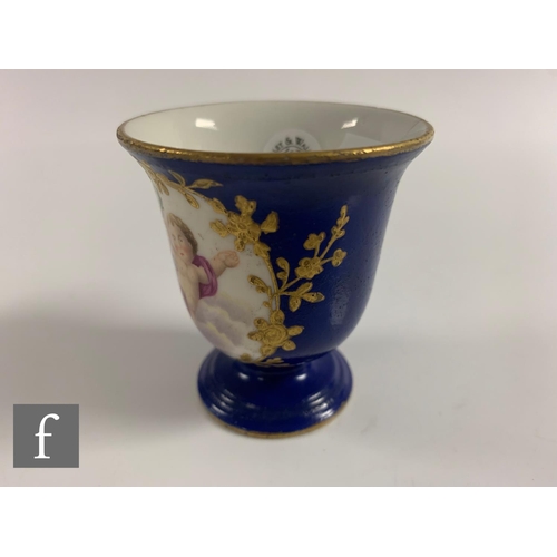 92 - Four Sèvres ice cups (tasse à glace), circa 1765-1790, one painted in the Vincennes manner in puce c... 