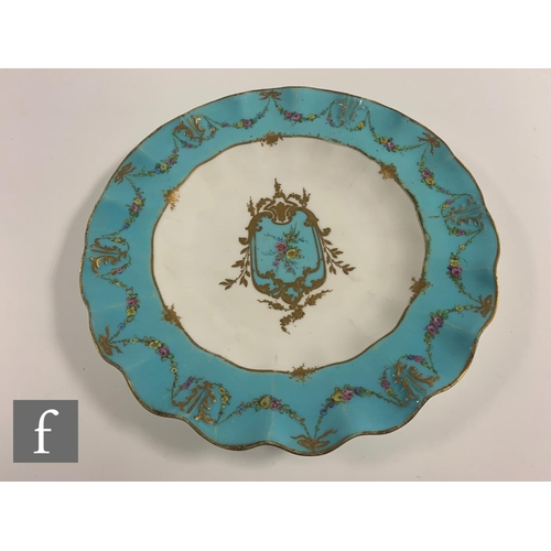 69 - A collection of late 19th Century English porcelain cabinet plates, to include a Minton's celadon gl... 