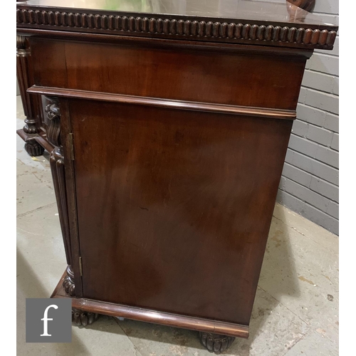 724 - A pair of William IV mahogany side cabinets by Gillows of Lancaster (converted) the gadrooned edge p... 