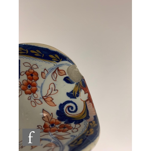 100 - A Minton ironstone 'Amherst Japan' pattern wash jug, baluster form with moulded foliate C Scroll han... 