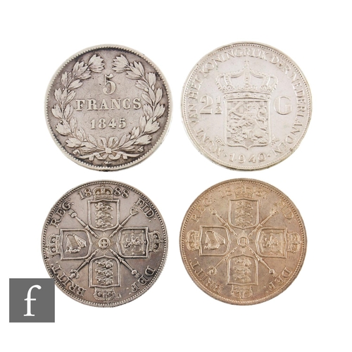 73 - Various - Two Victoria double florins, 1887 and 1888, also a 1940 two and half Guilders and an 1845 ... 