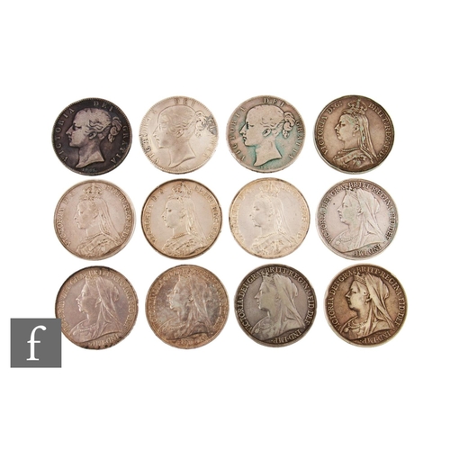 75 - Victoria - Twelve crowns, dates 1844, two 1845, three 1889, 1891, 1894, 1895, 1896, 1898 and 1900. (... 