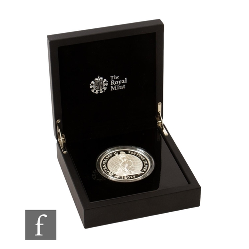 84 - Elizabeth II - A Royal Mint Britannia five ounce ten pound silver proof coin, cased with certificate... 