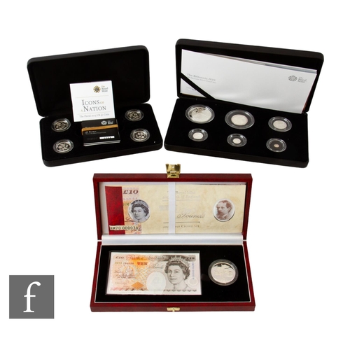 89 - Elizabeth II - A Royal Mint 2013 floral one pound Piedfort four coin set with certificates and bookl... 