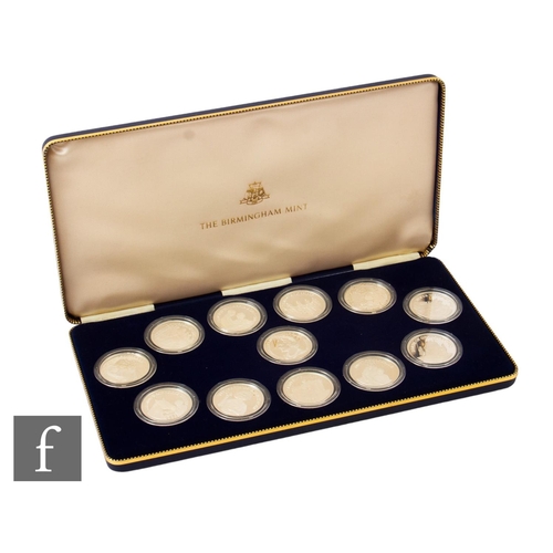 124 - Elizabeth II - A Birmingham Mint set of twelve 1980 silver medals to commemorate the eightieth birth... 