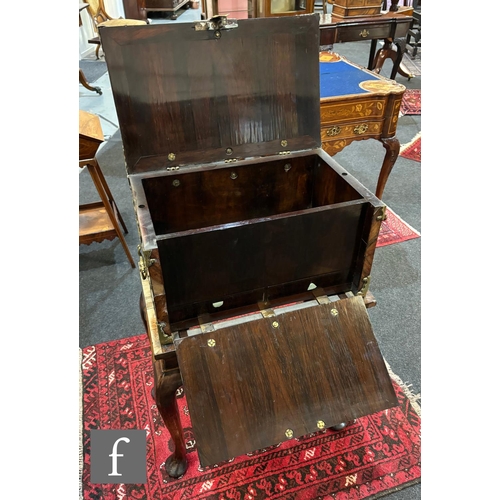 682 - A late 18th to early 19th Century two handled rosewood chest on stand, fitted interior with hinged f... 