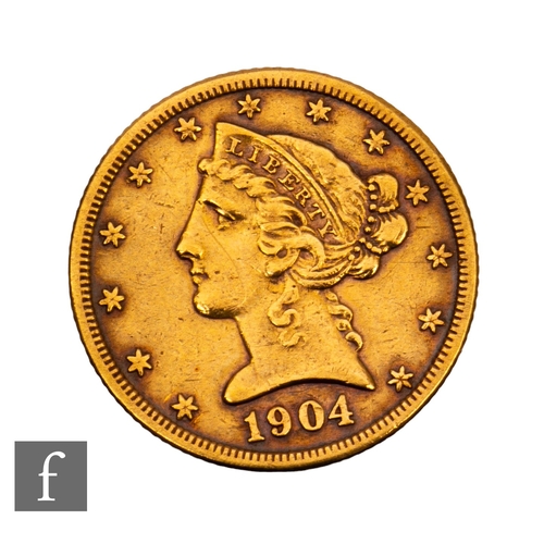 382 - America - A five dollar coin, 1904, 8.3g.