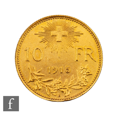 383 - Switzerland - A ten Franc coin, 1915, 3.2g.