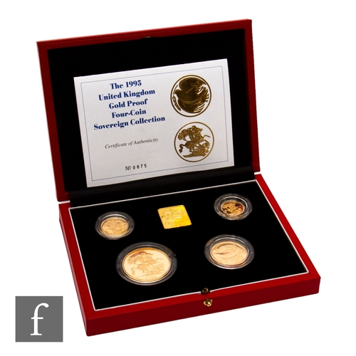 413 - Elizabeth II - A 1995 half sovereign to five pound four proof coin set, with certificate, cased.