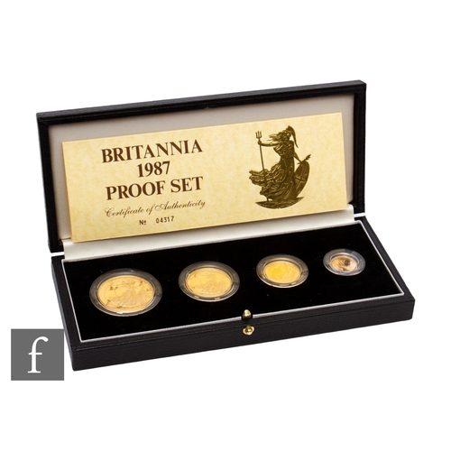 414 - Elizabeth II - A 1987 Britannia half sovereign to five pound four proof coin set, with certificate, ... 