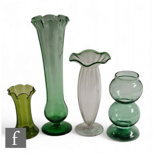 223 - A selection of Victorian and later glassware, to include a green glass footed vase of octagonal trum... 