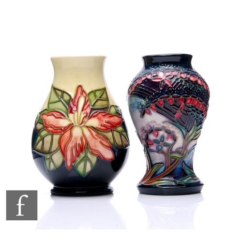 74 - Rachel Bishop - Moorcroft Pottery - A Gypsy pattern vase, circa 1999, of inverse baluster form, tube... 