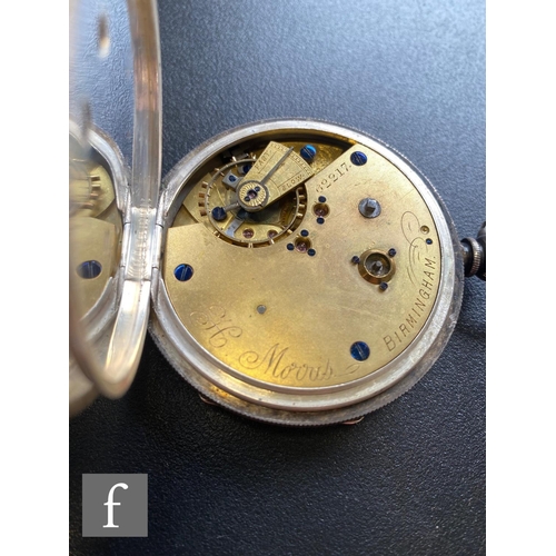 320 - A Victorian hallmarked silver open faced chronograph pocket watch Roman numerals to a white circular... 